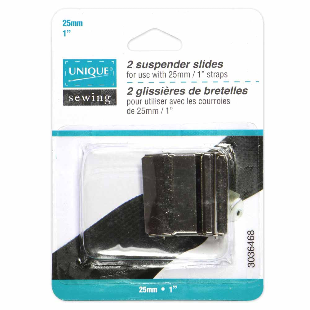 UNIQUE SEWING Suspender Slides – Silver – 25 mm (1") – 2 pcs
