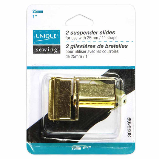 UNIQUE SEWING Suspender Slides – Gold – 25 mm (1") – 2 pcs