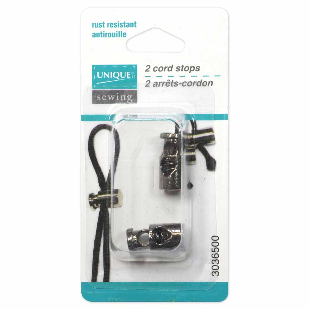 UNIQUE SEWING Metal Cord Stops - Metal - 20mm (0.79") - Gunmetal - 2 pcs