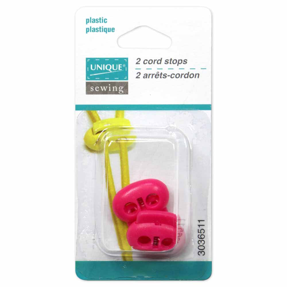 UNIQUE SEWING 2‑Hole Cord Stops – Pink – 2 pcs