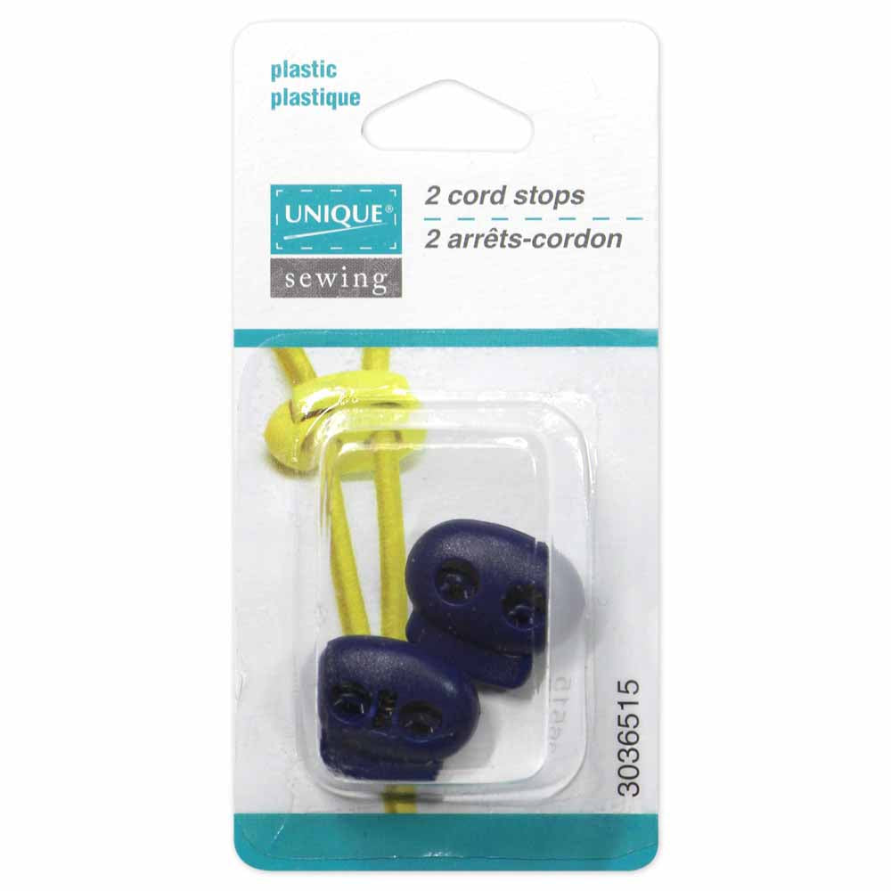 UNIQUE SEWING 2‑Hole Cord Stops – Navy Blue – 2 pcs
