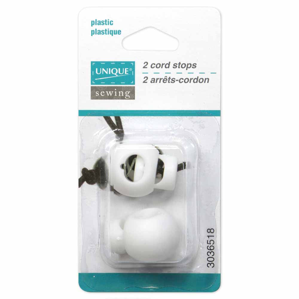 UNIQUE SEWING Cord Stops – White – 2 pcs