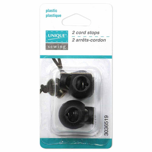 UNIQUE SEWING Cord Stops – Black – 2 pcs