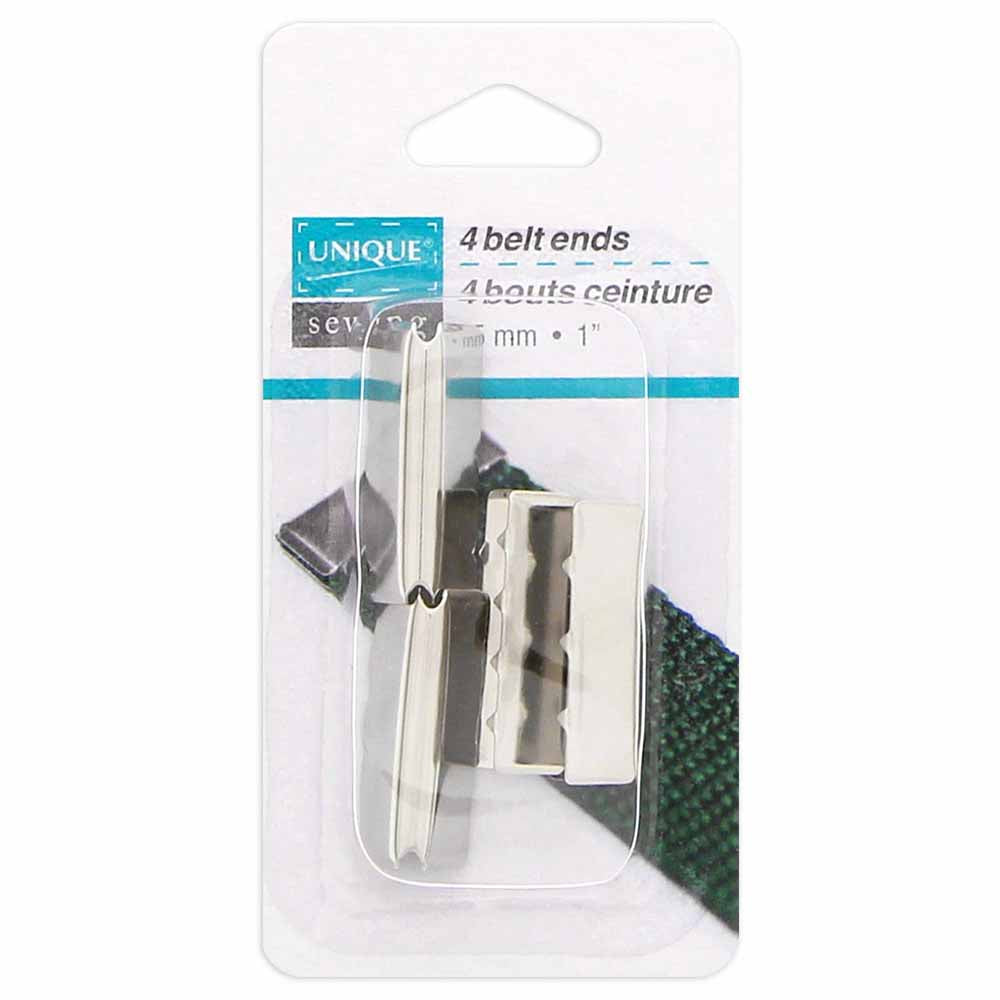 UNIQUE SEWING Belt Ends – Silver, 25 mm (1"), 4 pcs