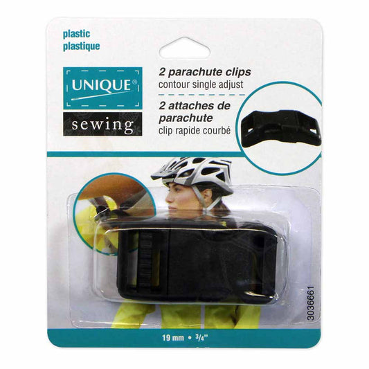 UNIQUE SEWING Contoured Parachute Buckle - Plastic - 19mm (3/4") - Black - 2 pcs