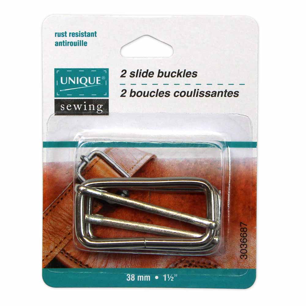 UNIQUE SEWING Slide Buckle - Metal - 38mm (1 1/2") - Silver - 2 pcs