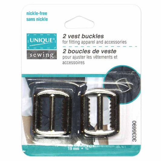 UNIQUE SEWING Vest Buckles - 19mm (3/4") - Silver - 2 pcs