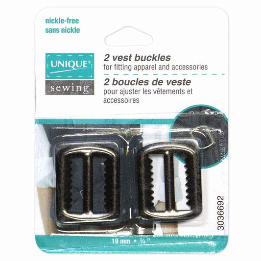 UNIQUE SEWING Vest Buckles - 19mm (3/4") - Gunmetal - 2 pcs