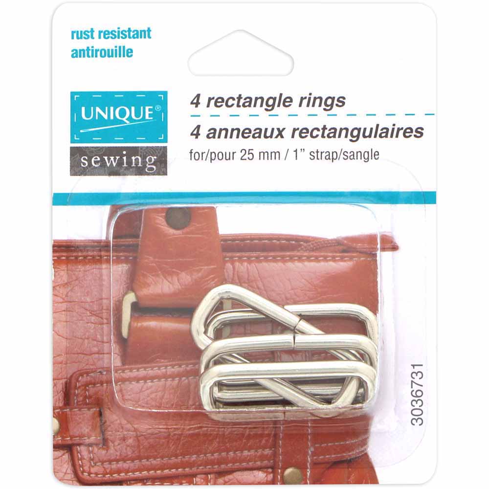 UNIQUE SEWING Rectangle Rings – Silver – 25 mm (1″), 4 pcs