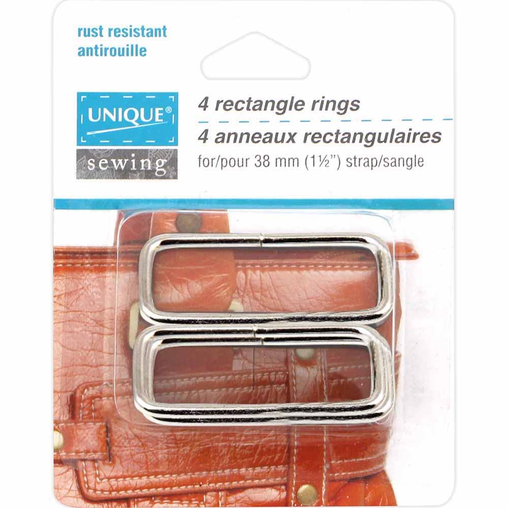 UNIQUE SEWING Rectangle Rings – 38 mm (1 1/2") – Silver – 4 Pcs