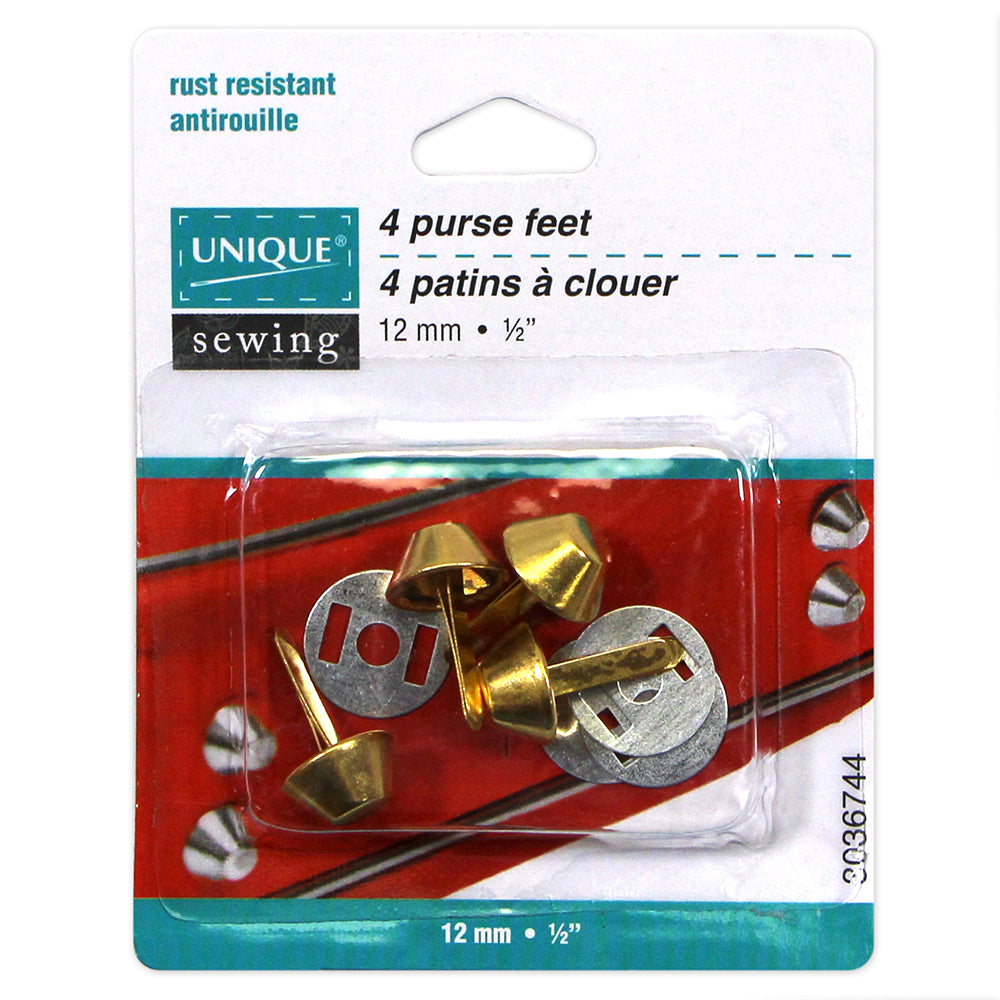 UNIQUE SEWING Purse Feet – 12mm (½") – Gold – 4 pcs