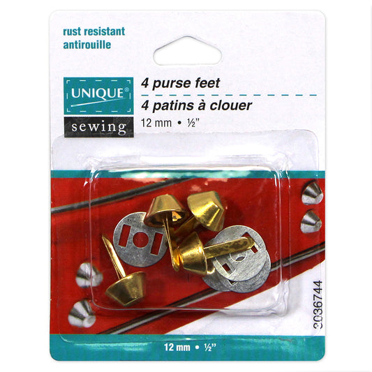 UNIQUE SEWING Purse Feet – 12mm (½") – Gold – 4 pcs