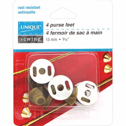 UNIQUE SEWING Purse Feet – 15 mm (5/8") – Antique Gold – 4 Pcs