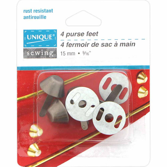 UNIQUE SEWING Purse Feet – 15 mm (5/8") – Black – 4 Pcs