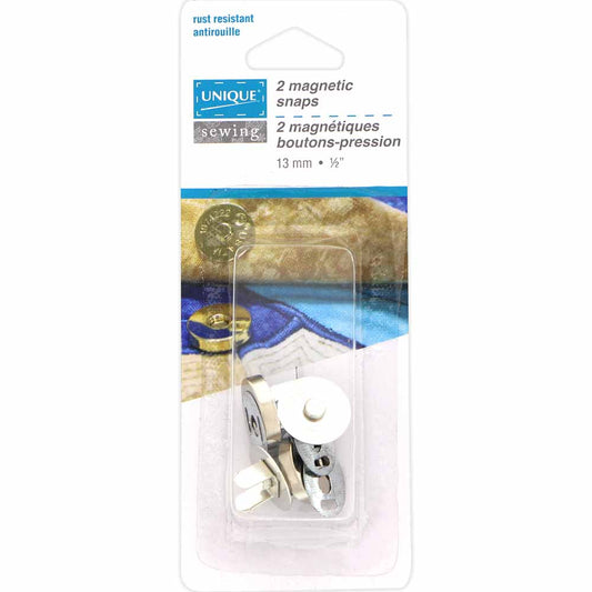 UNIQUE SEWING Magnetic Snaps – 13 mm (1/2") – Silver – 2 Pcs