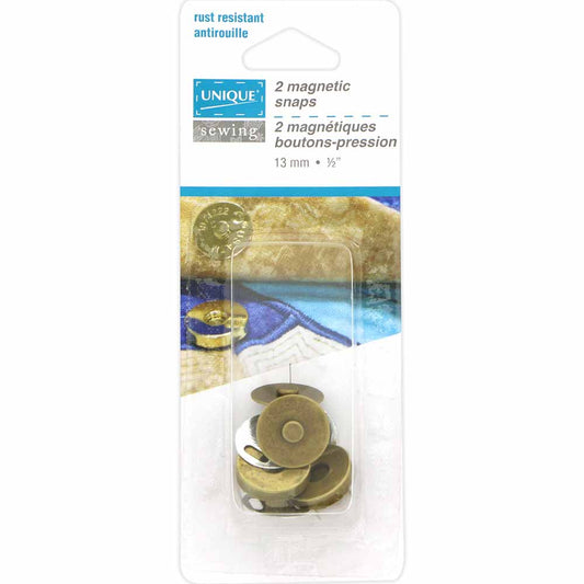 UNIQUE SEWING Magnetic Snaps – 13 mm (1/2") – Antique Gold – 2 Pcs