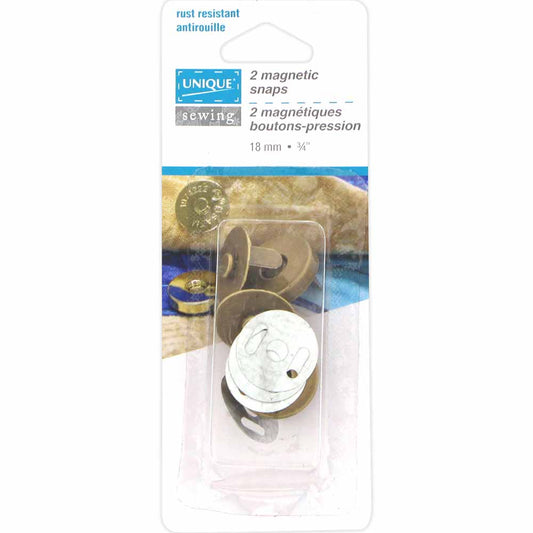 UNIQUE SEWING Magnetic Snaps – 18 mm (3/4") – Antique Gold – 2 Pcs