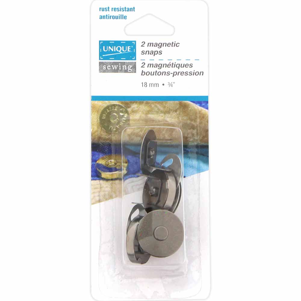 UNIQUE SEWING Magnetic Snaps – 18 mm (3/4") – Black – 2 Pcs