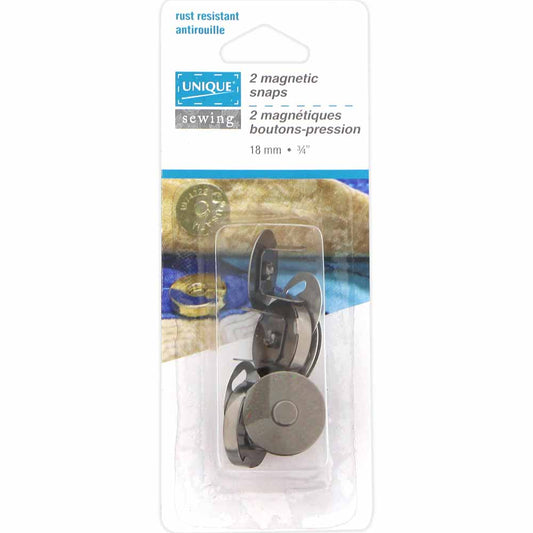 UNIQUE SEWING Magnetic Snaps – 18 mm (3/4") – Black – 2 Pcs