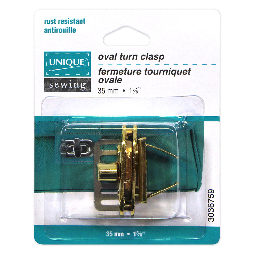 UNIQUE SEWING Oval Turn Clasp, Gold, 35mm (1 3/8")