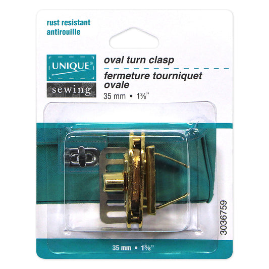 UNIQUE SEWING Oval Turn Clasp, Gold, 35mm (1 3/8")