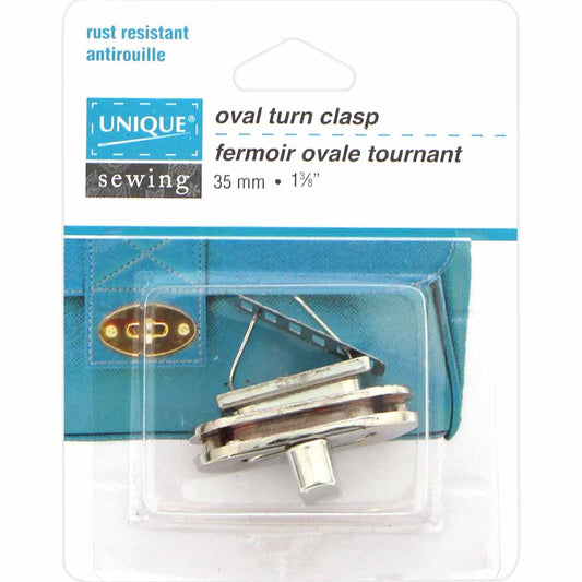 UNIQUE SEWING Oval Turn Clasp — 35mm — 35mm (1 3/8") — Silver