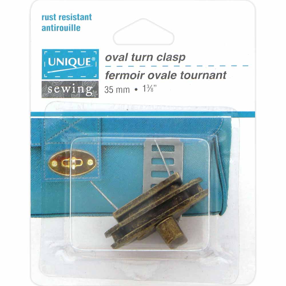 UNIQUE SEWING Oval Turn Clasp — 35 mm (1 3/8″), Antique Gold