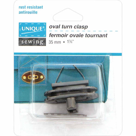 UNIQUE SEWING Oval Turn Clasp — 35 mm (1 3/8″), Black