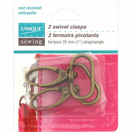 UNIQUE SEWING Swivel Clasp — 25 mm (1″), Antique Gold, 2 pcs.