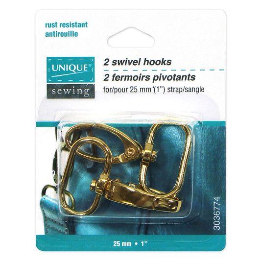 UNIQUE SEWING Swivel Clasps, Gold, 25mm (1"), 2 pcs