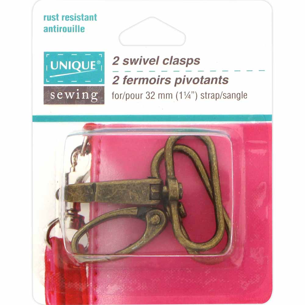 UNIQUE SEWING Swivel Clasp — 32 mm (1 1/4″), Antique Gold, 2 pcs.
