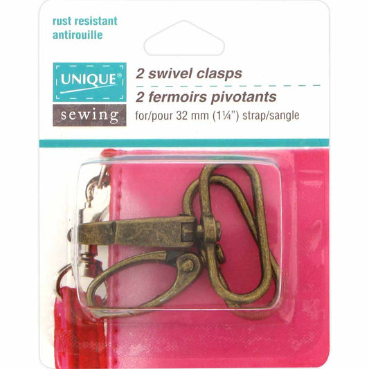 UNIQUE SEWING Swivel Clasp — 32 mm (1 1/4″), Antique Gold, 2 pcs.