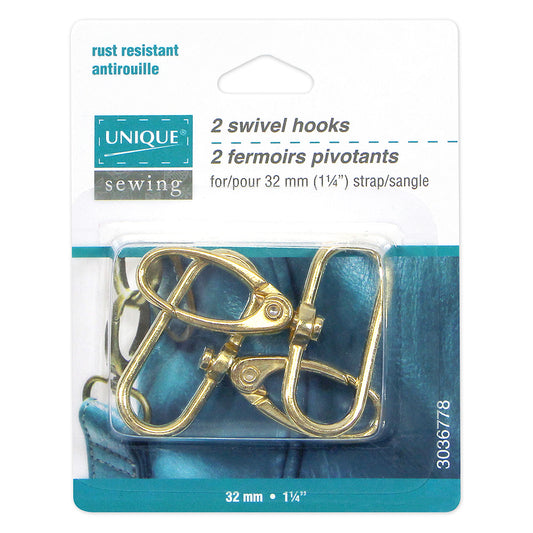 UNIQUE SEWING Swivel Clasps, Gold, 32mm (1 1/4"), 2 pcs