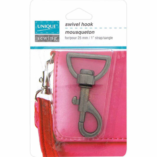 UNIQUE SEWING Swivel Hook — 25 mm (1″), Black