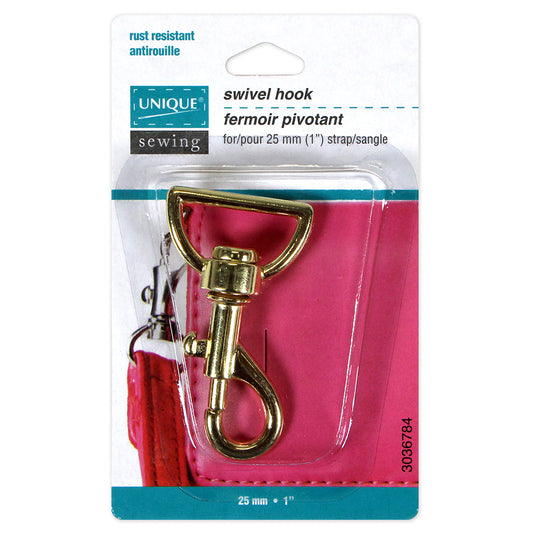 UNIQUE SEWING Swivel Hook, Gold, 25mm (1")