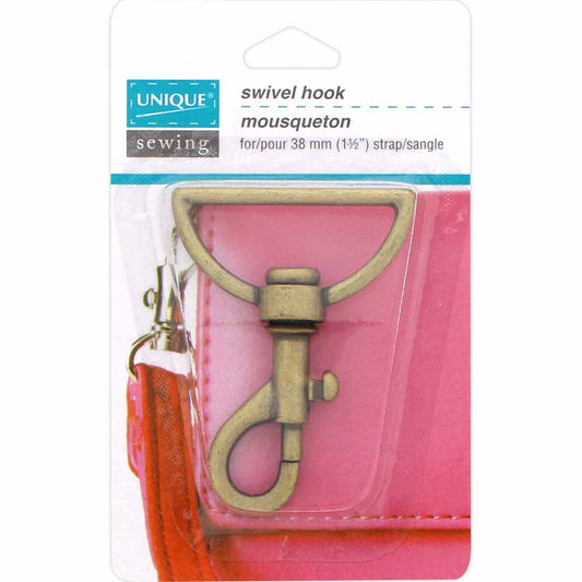 UNIQUE SEWING Swivel Hook — 38 mm (1 1/2″), Antique Gold