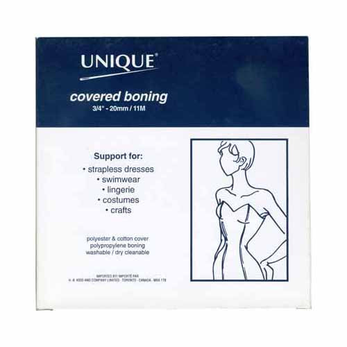 UNIQUE SEWING Boning — White, 20mm × 11m (3/4" × 12 yd)