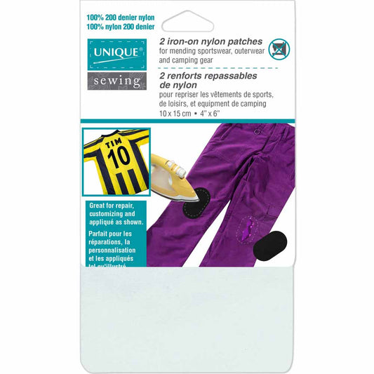 UNIQUE SEWING Nylon Repair Patches — White, 10 × 15 cm (4″×6″), 2 pcs