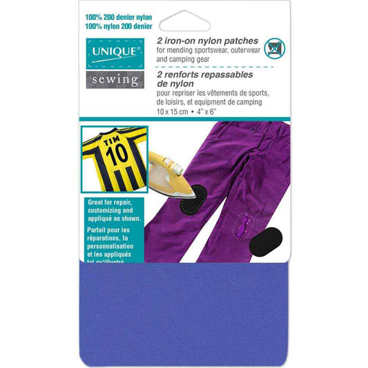 UNIQUE SEWING Nylon Patch — Royal Blue, 10 × 15 cm (4" × 6"), 2 pcs