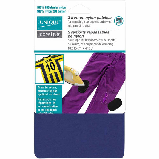 UNIQUE SEWING Iron‑On Nylon Patches – Navy – 10×15 cm (4″×6″), 2 pcs