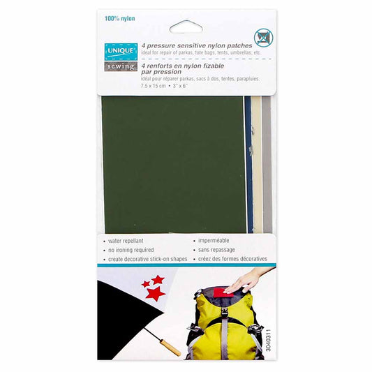 UNIQUE SEWING Nylon Patches — Assorted Earth Tones, 10 × 15 cm (4″ × 6″), 4 pcs
