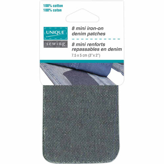 UNIQUE SEWING Denim Patches — 5 × 7.5 cm (2" × 3"), 8 pcs