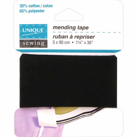 UNIQUE SEWING Mending Tape — Black, 3.2 cm × 0.9 m (1¼″ × 36″)