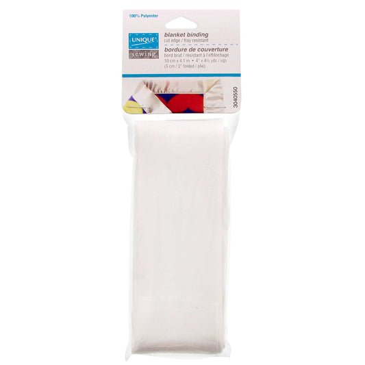 UNIQUE SEWING Satin Blanket Binding — 10 cm × 4.1 m, White