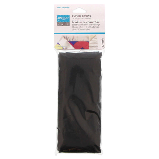 UNIQUE SEWING Satin Blanket Binding, 10 cm x 4.1 m – Black
