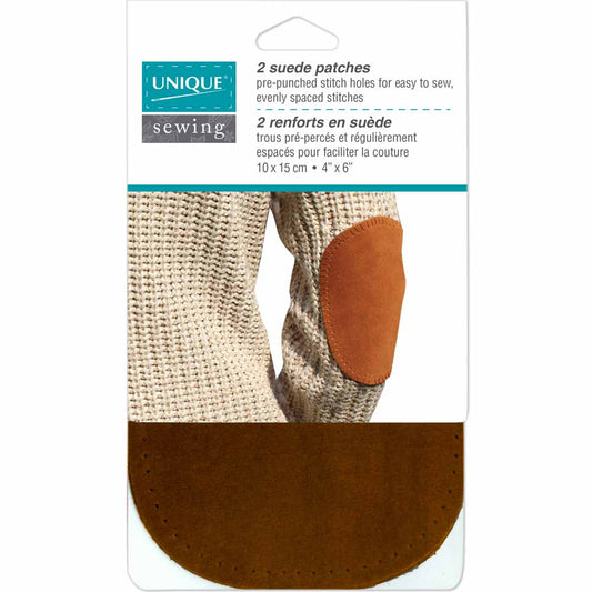 UNIQUE SEWING Suede Patches — Beige, 10 × 15 cm (4″×6″), 2 pcs