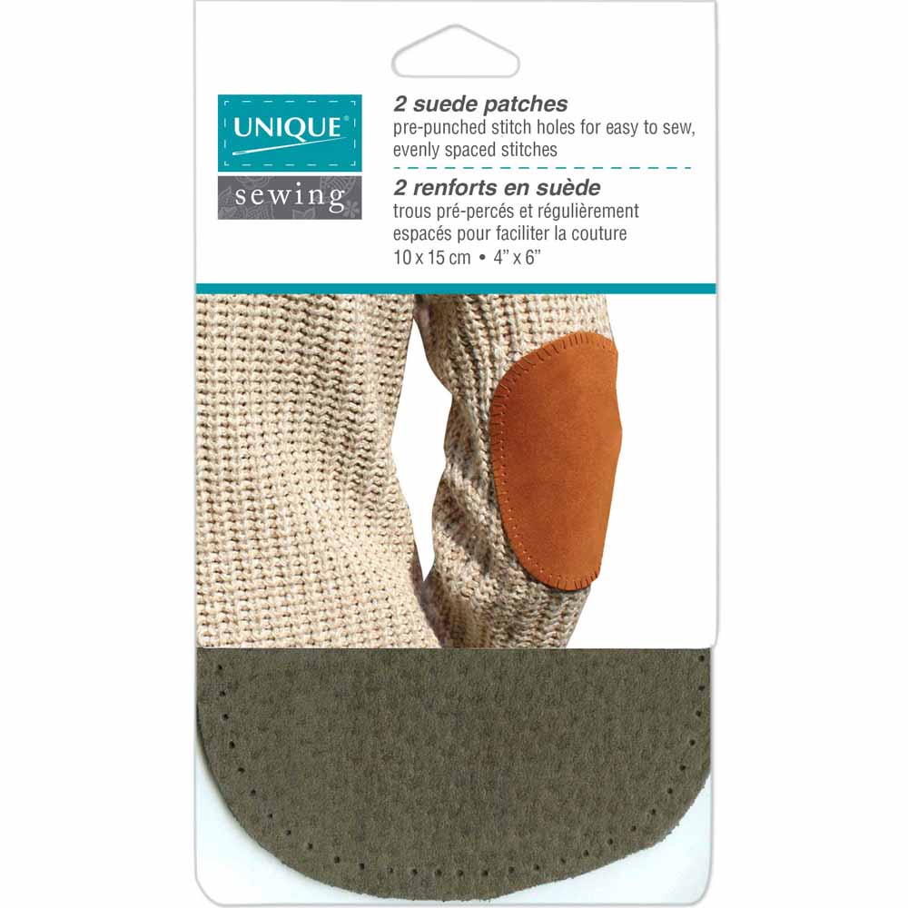 UNIQUE SEWING Suede Patch – Grey – 10 × 15 cm (4" × 6") – 2 pcs