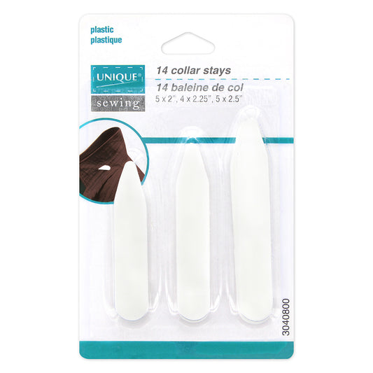 UNIQUE Collar Stays – White, 14 Pieces