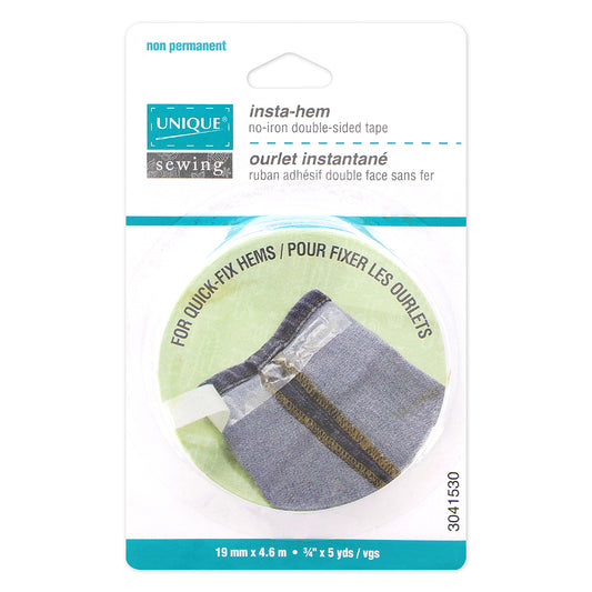 UNIQUE Insta‑Hem – 19 mm x 4.6 m (¾" x 5 yd) – Temporary Double‑Sided Adhesive