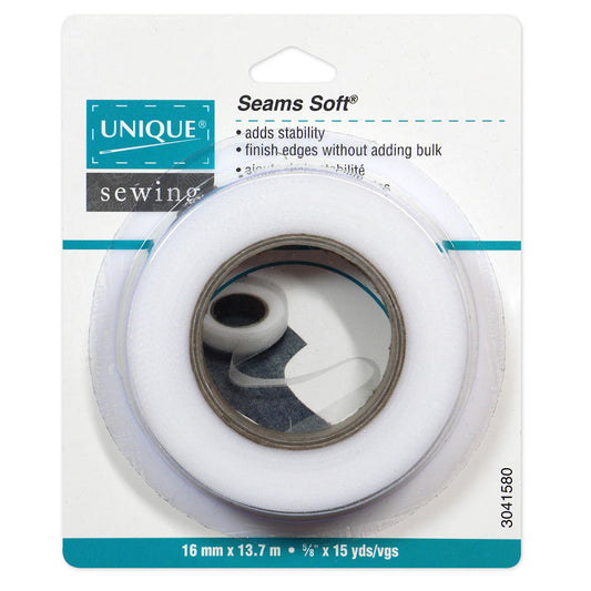 UNIQUE Seams Soft Bias Binding – White, 16 mm × 14 m